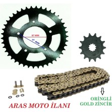 Aras Moto Suzuki Gw 250 ,inazuma 250 Oringli Zincir Dişli Seti (520-120 Bakla Gold Zincir)- Arasmoto