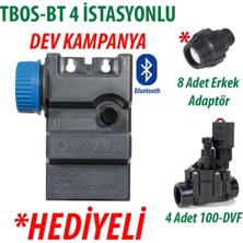 Rain Bird  TBOS-BT4LT Pilli Kontrol Ünitesi 9V. 4 İstasyonlu Bluetooth + 4 Adet 100DVF 9V. Vana Seti