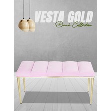 Gazzini Furniture Vesta Gold Puf Dilimli Model Metal Ayaklı Bench