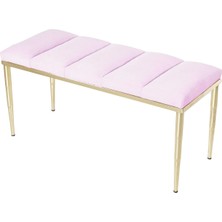 Gazzini Furniture Vesta Gold Puf Dilimli Model Metal Ayaklı Bench