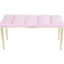 Gazzini Furniture Vesta Gold Puf Dilimli Model Metal Ayaklı Bench