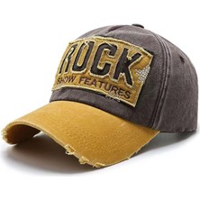 Valkyrie Rock Eskitme Trucker Şapka  Metal Tokalı Ayarlanabilir Vintage Hardal