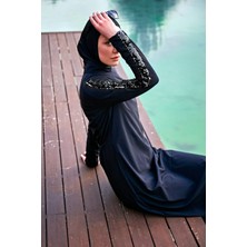 Marina Paraşüt Siyah Tam Kapalı Tesettür Mayo M2417