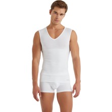 Erkek Sıfır Kol V Yaka Beyaz Korseli Atlet C8T0N2O9