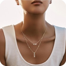 Demokan Kadın Kolye Vip Seri Zirkon Taş 2'li Mes Kolye