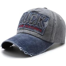 Valkyrie Rock Eskitme Trucker Şapka  Metal Tokalı Ayarlanabilir Vintage Siyah Mavi
