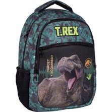 Wiggle Jurassic World Büyük Boy 3 Bölmeli Cepli Çocuk Okul Sırt Çantası Siyah-Yeşil