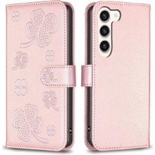 YH Mall Samsung Galaxy S23 Artı 5g Çok Renkli Yonca Çiçek Pu Kart Için Flip Case (Yurt Dışından)