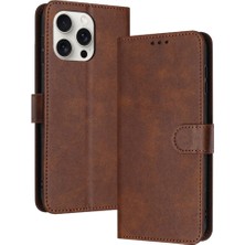 YH Mall Toka ile IPhone 16 Pro Pu Deri Saf Renk Kickstand Için Flip Case (Yurt Dışından)