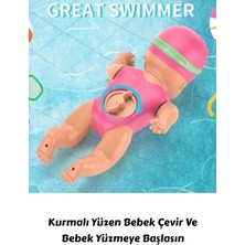 Yıldırım Oyuncak Kartela Küvette Havuzda Kendiliğinden Yüzen Kurmalı Swimming Baby Yüzen Bebek 15 cm