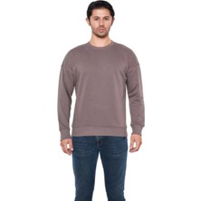 Leon One Erkek Basic Regular Fit 3 Iplik Şardonsuz Çelik Interlok Sweatshirt