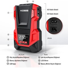 Kobb KB220 12VOLT/220VOLT 150 Psı Dijital Basınç Göstergeli Lastik Şişirme Pompası