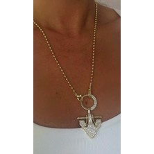 Mi Brillo Accessories Serenay Vip Özel Seri Zirkon Taşlı Büyük Halkalı Lima Kolye