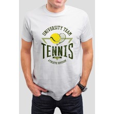 T-35 Tennis Baskılı Beyaz Tişört C779