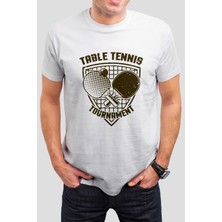 T-35 Table Tennis Baskılı Beyaz Tişört C786