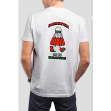 T-35 Badminton Baskılı Beyaz Tişört C774