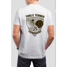T-35 Table Tennis Baskılı Beyaz Tişört C785