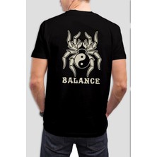 T-35 Balance Baskılı Siyah Tişört C791
