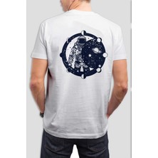 T-35 Astronot Baskılı Beyaz Tişört C798