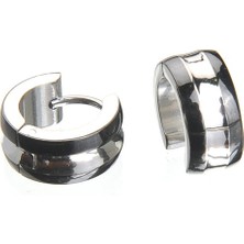 İdol Avm Erkek Küpe Çelik Orta Beyaz Takı Aksesuar W P24 T5