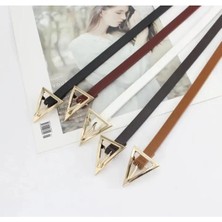 ZR Accessory Üçgen Tokalı Bağlamalı Vintage Kadın Kemer, Gömlek Kemeri, Elbise Kemeri, Pantolon Kemeri