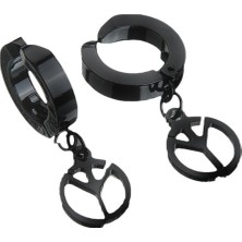 İdol Avm Barış Sembolü Siyah Erkek Küpe Çelik Takı Aksesuar