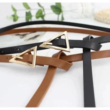ZR Accessory Üçgen Tokalı Bağlamalı Vintage Kadın Kemer, Gömlek Kemeri, Elbise Kemeri, Pantolon Kemeri