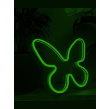 - Kelebek - Yeşil Neon LED Masa Lambası - 20 x 16CM - Tamamen El Işçiliği - Dilaneon -