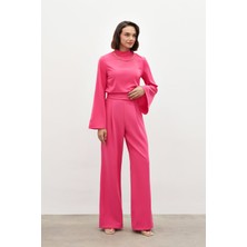 Sateen Bel Detaylı Pantolon - Pembe