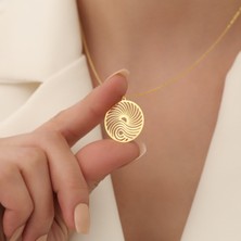 Nox Jewelry 14 Ayar Altın Mikron Kaplama Spiral Geometrik Gümüş Kolye - CN00294