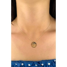 Fiyonk Kuyumculuk 14 Ayar Altın Nazarlık Kolye Ayetel Kürsi Yazılı Kolye 18 mm