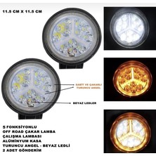 Point Off Road Yuvarlak Çalışma Lambası Turuncu Çakar Angel-Beyaz LED 5 Fonksiyon 2 Adet