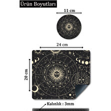 Asmat Paw 24CMX20CM Mause Pad ve Bardak Atlığı Takımı. Astroloji Temalı Mause Pad(Fare) ve Bardak Altlığı