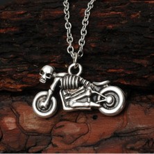 İdol Avm Kuru Kafalı Motosiklet Erkek Kolye Takı Aksesuar K24 T5