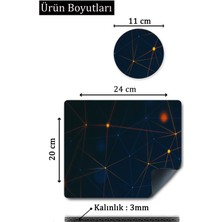 Asmat Paw 24CMX20CM Mause Pad ve Bardak Atlığı Takımı.lacivert Desenli Mausepad(Fare) ve Bardak Altlığı Takım