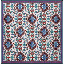 Bursa İpek Siyah Çini Desen Soft Eşarp