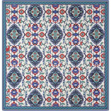 Bursa İpek Saks Çini Desen Soft Eşarp