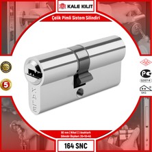 Kale Kilit Çelik Pimli Sistem Silindir 164 Snc 90 mm Nikel 3 Anahtarlı 164SNC00062