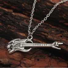 İdol Avm Metalci Kuru Kafalı Gitar Erkek Kolye Takı Aksesuar K24 T5
