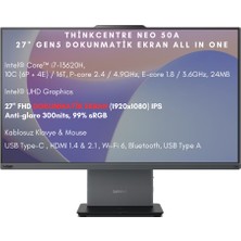 Lenovo Thinkcentre Neo 50A 27 Gen  5 Intel Core I5 13420H 16GB 512GB SSD 27" Fhd Dokunmatik Ekran Windows 11 Pro All In One Bilgisayar 12SA0014TR W