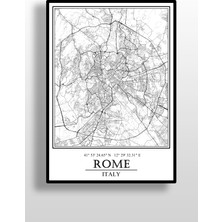 Roma Şehir Haritası Çerçevesiz Poster-Harita Sanatı, Map Art Design