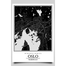 Oslo Şehir Haritası Çerçevesiz Poster-Harita Sanatı, Map Art Design