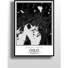Oslo Şehir Haritası Çerçevesiz Poster-Harita Sanatı, Map Art Design