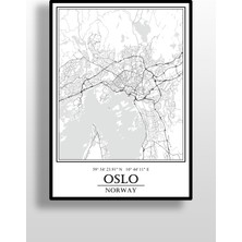 Oslo Şehir Haritası Çerçevesiz Poster-Harita Sanatı, Map Art Design