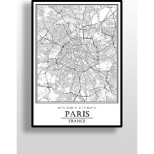 Paris Şehir Haritası Çerçevesiz Poster-Harita Sanatı, Map Art Design