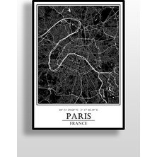 Paris Şehir Haritası Çerçevesiz Poster-Harita Sanatı, Map Art Design