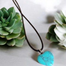 Mga Doğaltaş Turkuaz Varasit Kalpli Kolye Doğal Taş Kolye Hediyelik Eşya Sevgili Kolye Sevgiliye Özel Hediye