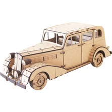 Mavi Doku Nostaljik Araba Serisi, Cadillah Fleetwood 1935 Model, 3D Ahşap Puzzle Maketi