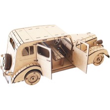 Mavi Doku Nostaljik Araba Serisi, Cadillah Fleetwood 1935 Model, 3D Ahşap Puzzle Maketi