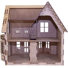 Mavi Doku Iki Katlı Villa Ev - Model 2, 3D Ahşap Puzzle Maketi